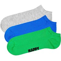 HAPPY SOCKS Happy Socks Unisex Sneaker-Socken, 3er Pack - Solid Socks Low, Baumwollmischung, einfarbig, Größe 41-46 in Grau