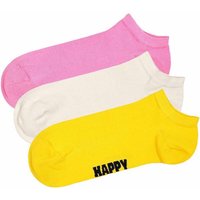 HAPPY SOCKS Happy Socks Unisex Sneaker-Socken, 3er Pack - Solid Socks Low, Baumwollmischung, einfarbig, Größe 41-46 in Pink