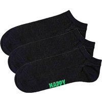 HAPPY SOCKS Happy Socks Unisex Sneaker-Socken, 3er Pack - Solid Socks Low, Baumwollmischung, einfarbig, Größe 36-40 in Schwarz