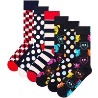 HAPPY SOCKS Happy Socks Unisex Socken, 6er Pack - Classic, Muster, Baumwollmischung, gemischte Farben, Größe 36-40 in Bunt