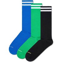 HAPPY SOCKS Happy Socks Unisex Socken, 3er Pack - Solid Crew Socks, Baumwolle, Streifen, unifarben, Baumwollmischung, Größe 36-40 in Schwarz
