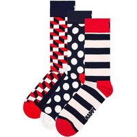 HAPPY SOCKS Happy Socks Unisex Socken, 3er Pack - Classic, Muster, Baumwollmischung, gemischte Farben, Größe 36-40 in Bunt