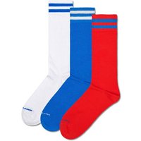 HAPPY SOCKS Happy Socks Unisex Socken, 3er Pack - Solid Crew Socks, Baumwolle, Streifen, unifarben, Baumwollmischung, Größe 36-40 in Weiß