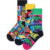 HAPPY SOCKS Happy Socks Unisex Socken, 3er Pack - Marvel Avengers, Motivsocken, Baumwollmischung, Geschenkbox, Größe 41-46 in Bunt