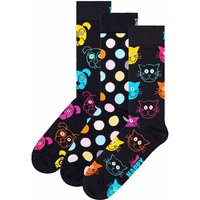 HAPPY SOCKS Happy Socks Unisex Socken, 3er Pack - Classic, Muster, Baumwollmischung, gemischte Farben, Größe 41-46 in Bunt