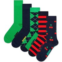 HAPPY SOCKS Happy Socks Unisex Socken, 5er Pack - Everyday Crew 5-Pack, Motivsocken, Baumwoll-Mix, Größe 41-46 in Bunt