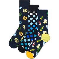 HAPPY SOCKS Happy Socks Unisex Socken, 3er Pack - Classic, Muster, Baumwollmischung, gemischte Farben, Größe 41-46 in Bunt
