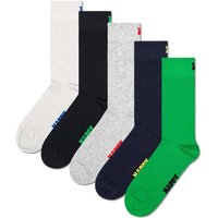 HAPPY SOCKS Happy Socks Unisex Socken, 5er Pack - Solid Socks, Baumwollmischung, einfarbig, Größe 36-40 in Bunt