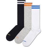 HAPPY SOCKS Happy Socks Unisex Socken, 3er Pack - Solid Crew Socks, Baumwolle, Streifen, unifarben, Baumwollmischung, Größe 36-40 in Weiß