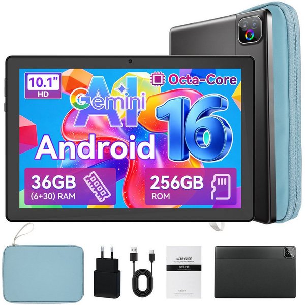 Happybe 10 Zoll Android 16 Octa-Core 36(6+30)GB RAM 256GB 6000 mAh HD 1280×800 Tablet (10.1", 256 GB, Android)