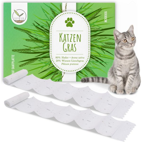 HappySeed Blumensamen Katzengras Samen Saatband 80 x 10 cm, Saatgut
