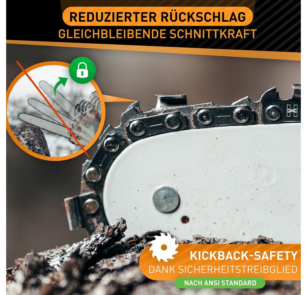 Hardtwerk® Ersatzkette 1,1mm 3/8" 3Stk Hartmetall selbstölend, 35 cm Länge, kompatibel mit Kettensägen von Makita Husqvarna Dolmar Bosch – Bild 5 von 5