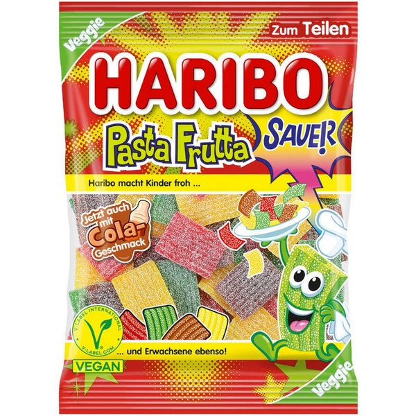 HARIBO Süßigkeit, Haribo Pasta Frutta saures Fruchtgummi leckere Streifen 160g