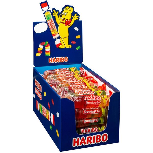 HARIBO Süßigkeit, Haribo Roulette Fruchtgummi Geschmack Rolle 25g 50er Display