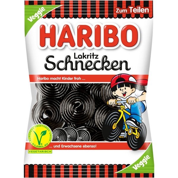 HARIBO Süßigkeit, Haribo Lakritz Schnecken der Süßholzwurzel Klassiker Veggie 175g