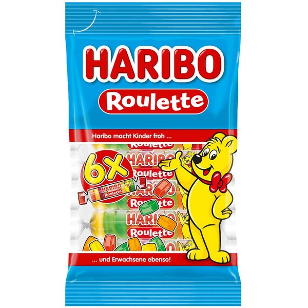 HARIBO Süßigkeit, Haribo Roulette Rollen 6 Rollen 6x Fruchtgummi Scheiben 150g