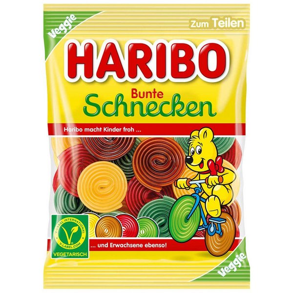 HARIBO Süßigkeit, Haribo Bunte Schnecken Fruchtgummi mit Brausepulver veggie 160g