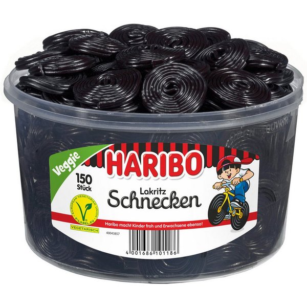 HARIBO Süßigkeit, Haribo Lakritz Schnecken 150 Lakritzschnecken würzig frisch 1500g