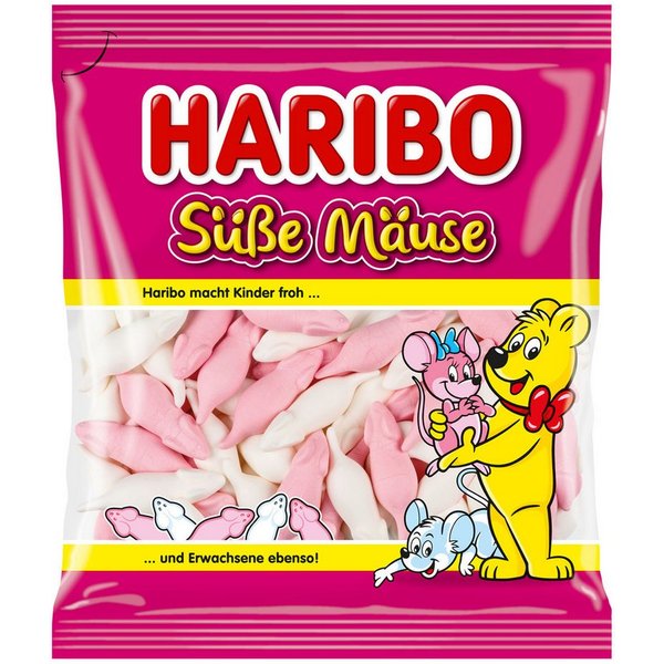 HARIBO Süßigkeit, Haribo Süße Mäuse Schaumzucker Himbeer und Saftorange Geschmack 175g