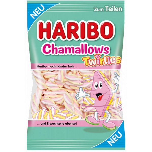 HARIBO Süßigkeit, Haribo Chamallows Twirlies Schaumzuckerstücke Vanillegeschmack 200g