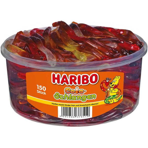 HARIBO Süßigkeit, Haribo Colaschlangen mit Cola Zitrone und Cola Kirsch Geschmack 1050g