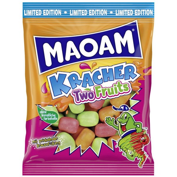 HARIBO Süßigkeit, Haribo Maoam Kracher TwoFruits Kaubonbon-Dragees Packung 200g