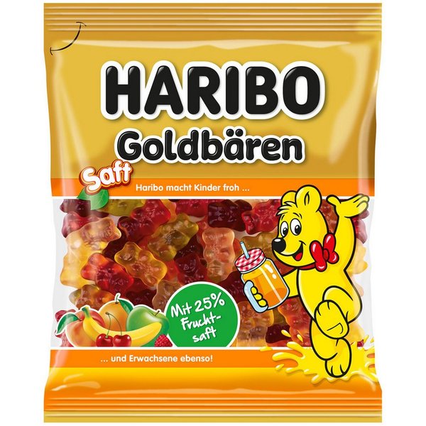 HARIBO Süßigkeit, Haribo Saft Goldbären extra weiche Fruchtgummi mit Fruchtsaft 160g