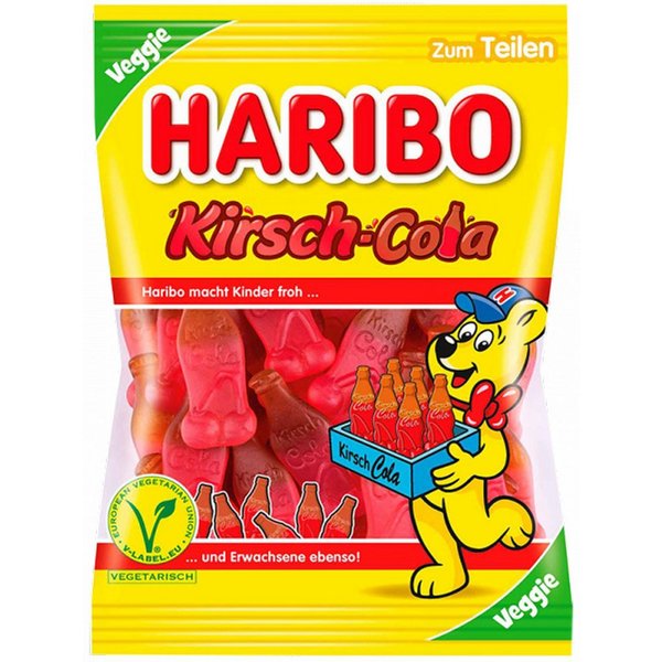 HARIBO Süßigkeit, Haribo Kirsch Cola veggie Flaschen mit Kirsch Cola Geschmack 175g