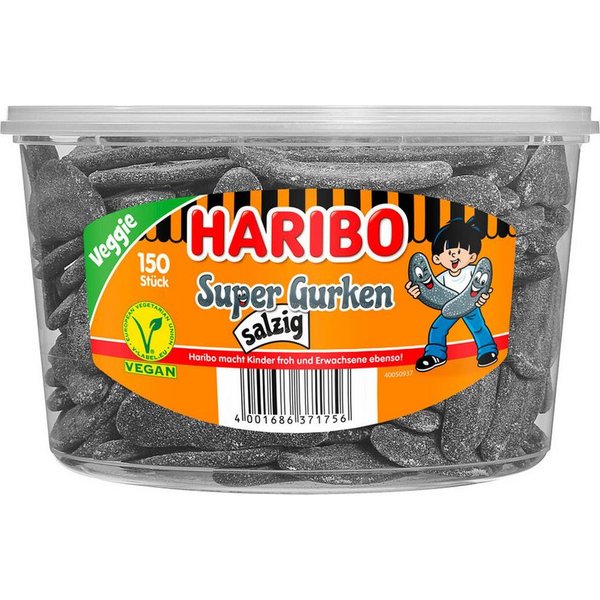 HARIBO Süßigkeit, Haribo Super Gurken salzig veggie salziges Lakritz würzig 1350g