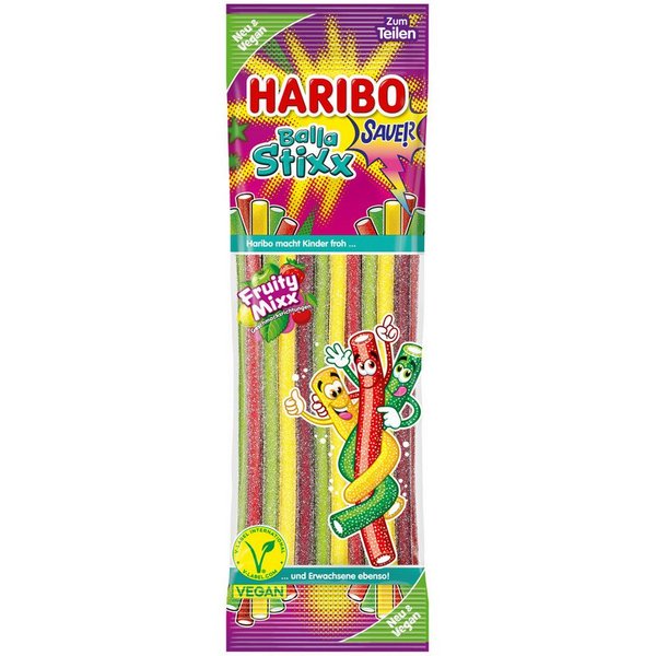 HARIBO Süßigkeit, HARIBO Balla Stixx Fruity Mixx mit saurer Füllung vegan 175g