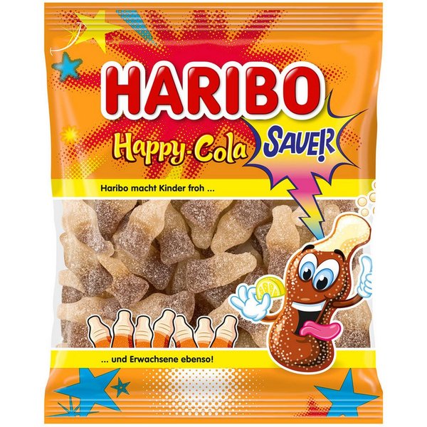 HARIBO Süßigkeit, Haribo Happy Cola sauer prickelndes saueres Fruchtgummi 175g