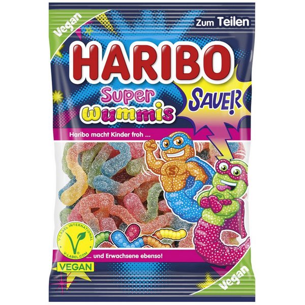 HARIBO Süßigkeit, Haribo Super Wummis Fruchtgummi vegan teilweise Cola-Geschmack 175g