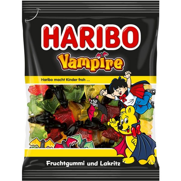 HARIBO Süßigkeit, Haribo Vampire bunte Fruchtgummi Fledermäuse mit Lakritz 175g