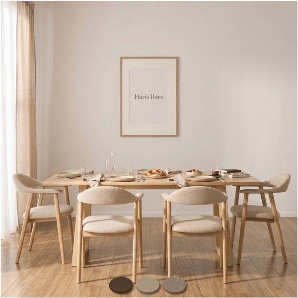 Haris Børn Esszimmerstuhl mit Armlehne (Massiv Eiche) - Polsterstühle für Esszimmer (Set, 4 St), Beige - Esszimmer Stühle & Esstisch Stühle - Moderner Polsterst