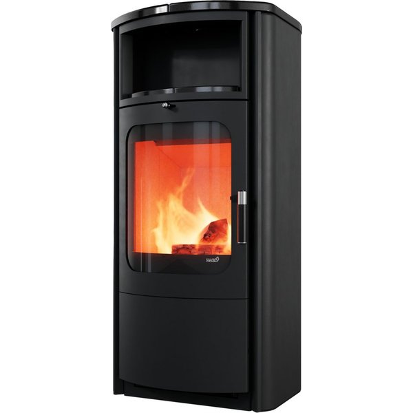 HARK Kaminofen "Opera", Exklusiv, Lieferung bis ins Wohnzimmer, 7 kW, Dauerbrand, Metallseiten, Top & Teefach Kacheln meteor-schwarz, Dauerbrand geprüft