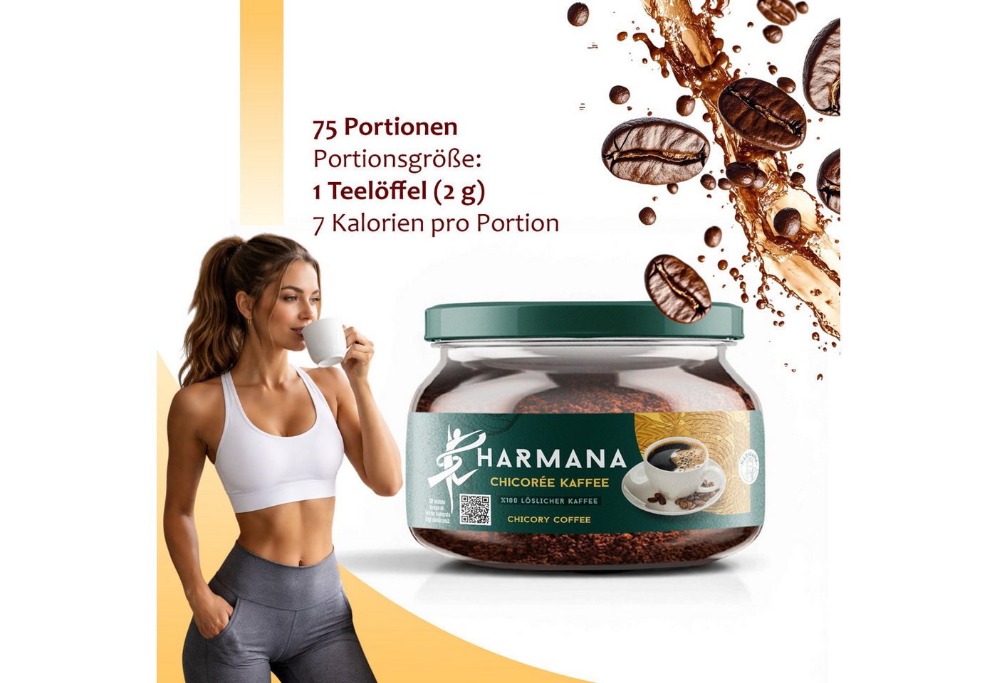 Harmana Kaffee Chicorée Kaffee 150g–60% Kaffee, 40% Zichorie, ohne Zucker 60 Portione, 150 g – Bild 3 von 5