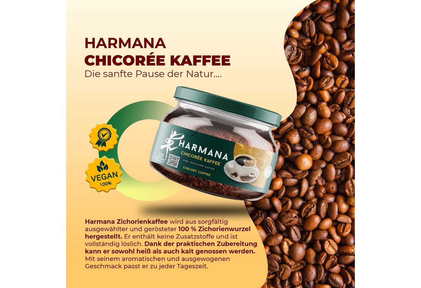 Harmana Kaffee Chicorée Kaffee 150g–60% Kaffee, 40% Zichorie, ohne Zucker 60 Portione, 150 g – Bild 4 von 5