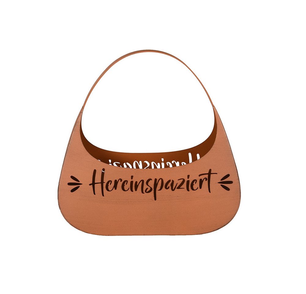 Harms Import Blumentopf, Blumentasche Pflanzgefäß Braun Rostoptik Tasche Hereinspaziert H 34 cm – Bild 5 von 5