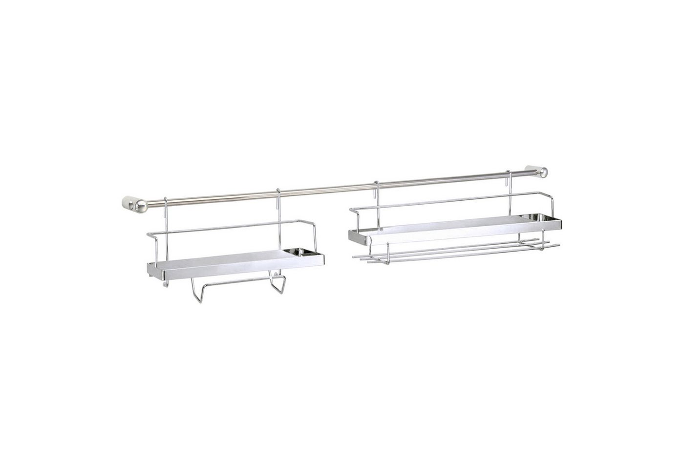 Harms Import Küchenorganizer-Set, (Set, 16-tlg., 2 Regale, Rollenhalter, Besteckhalte, Haken, 2 Stangen), Küchenleisten Set verchromt 16-tlg. – Bild 2 von 4