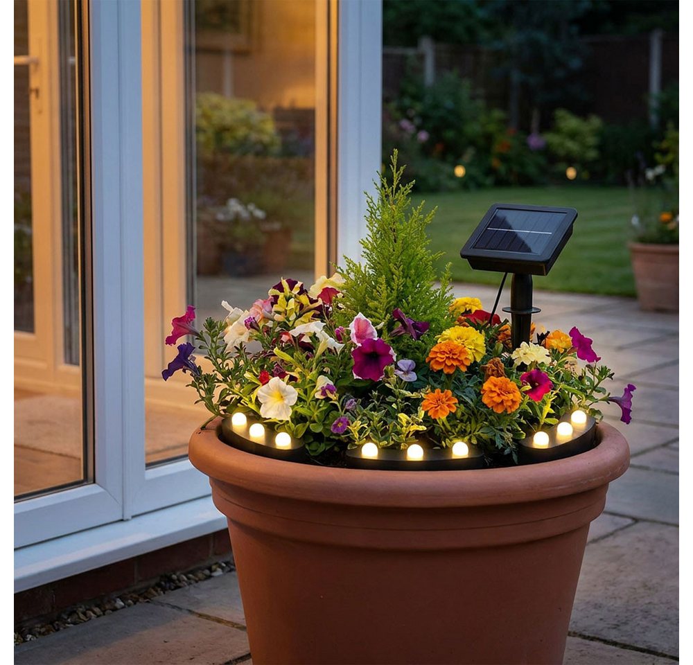 Harms Import LED Solarleuchte, Warmweiß, LED Solar Stecklampe Blumentopfleuchte schwarz IP44 Erdspieß – Bild 3 von 5
