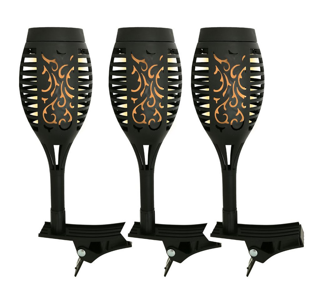 Harms Import LED Solarleuchte, LED-Leuchtmittel fest verbaut, Warmweiß, LED Solarfackeln für Außen flackernd Balkon Gartendeko Solar – Bild 2 von 5