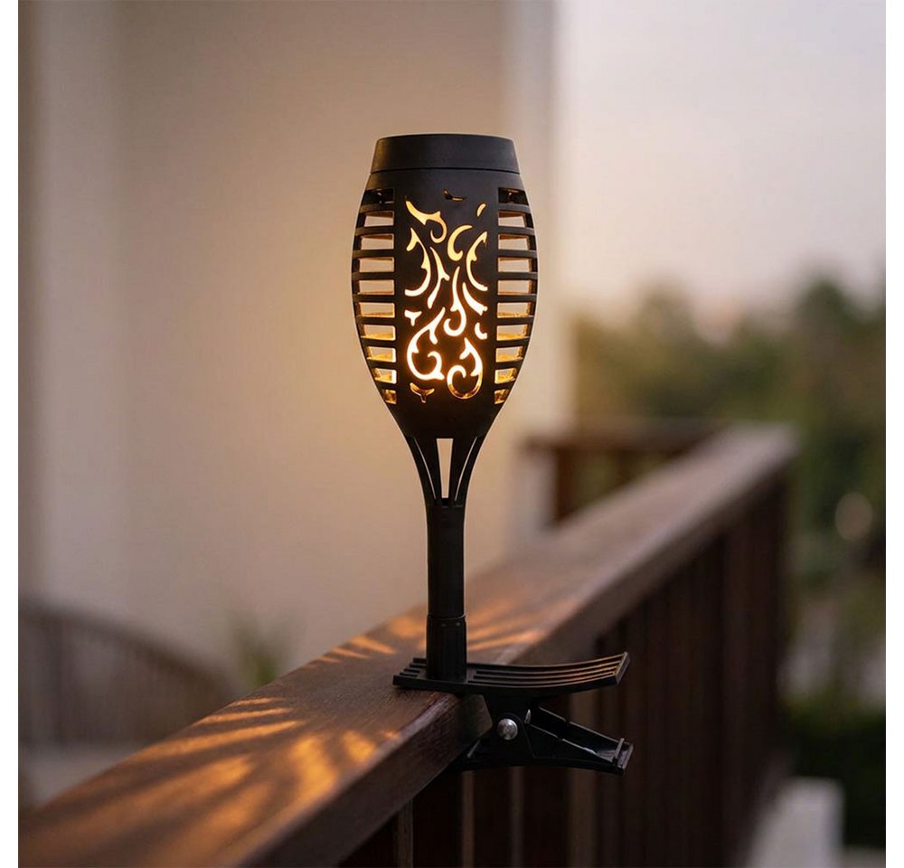 Harms Import LED Solarleuchte, LED-Leuchtmittel fest verbaut, Warmweiß, LED Solarfackeln für Außen flackernd Balkon Gartendeko Solar – Bild 4 von 5
