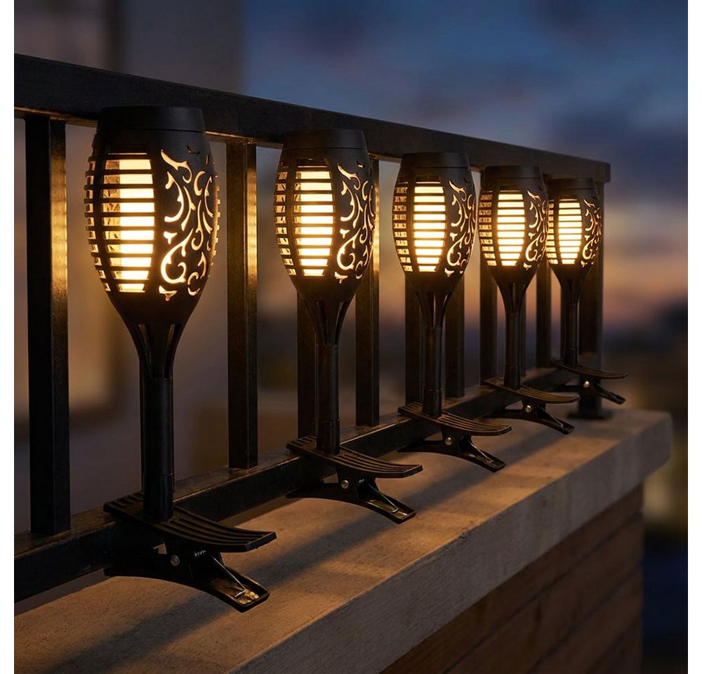Harms Import LED Solarleuchte, LED-Leuchtmittel fest verbaut, Warmweiß, LED Solarfackeln für Außen flackernd Balkon Gartendeko Solar – Bild 5 von 5