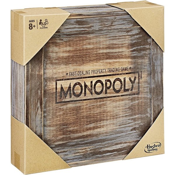 Hasbro Spiel Monopoly Holz Sonderedition (englische Version), Brettspiel
