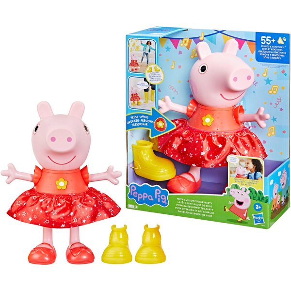 Hasbro Stehpuppe Peppa Pig, Peppas Matschepfützen-Party, mit Funktionen