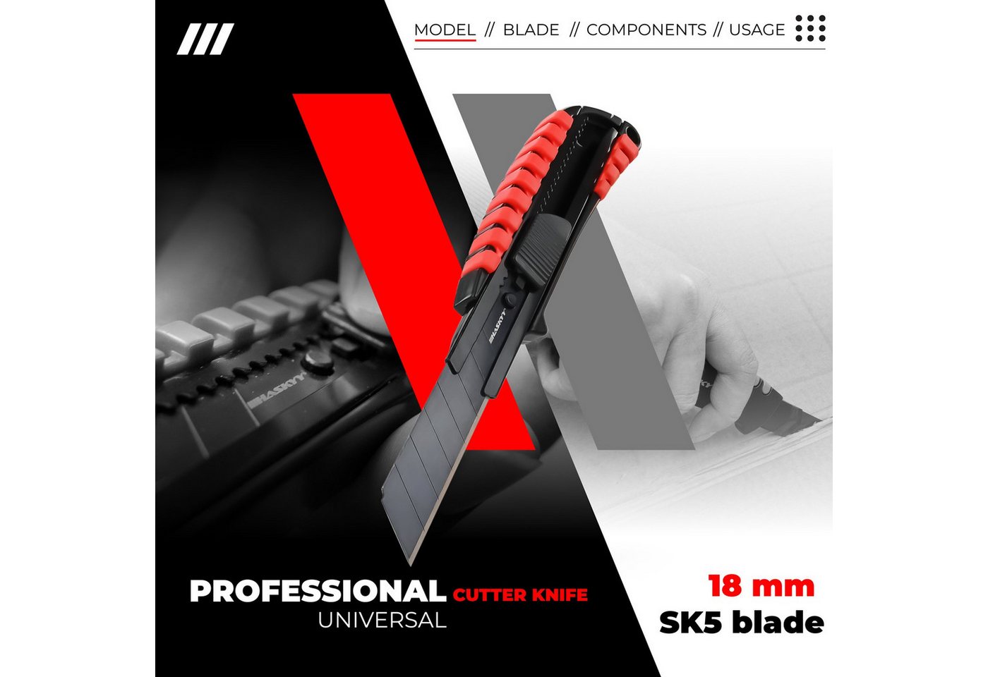 HASKYY Cuttermesser Cuttermesser Professional Teppichmesser SK5 Klinge Universal Cutter Me – Bild 2 von 5