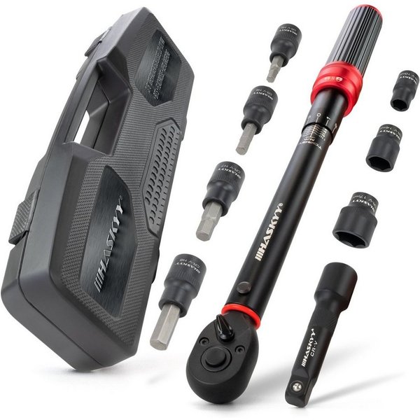 HASKYY Drehmomentschlüssel Drehmomentschlüssel 3/8" 20-120Nm Bits Torxbits Flachnüsse 75mm Verlän