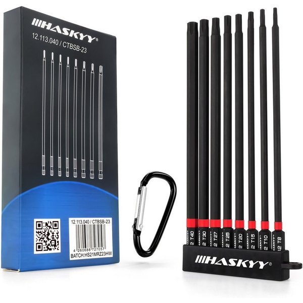 HASKYY Torx-Bit Lang Torx Bits Set 150mm 1/4" Schraubendreher T8-T40 Schwarz Torx