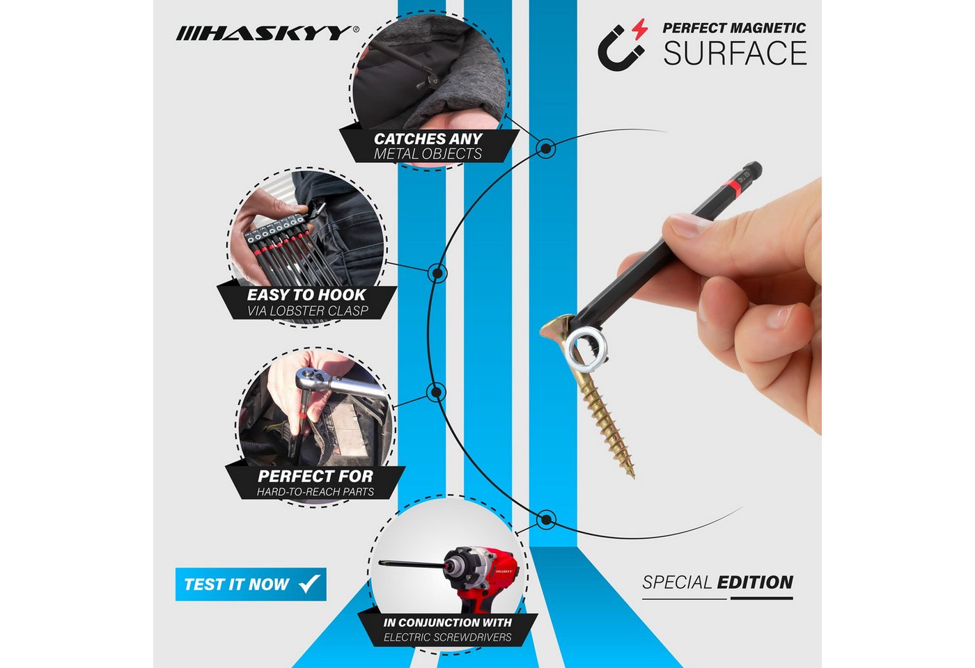 HASKYY Torx-Bit Lang Torx Bits Set 150mm 1/4" Schraubendreher T8-T40 Schwarz Torx – Bild 3 von 5