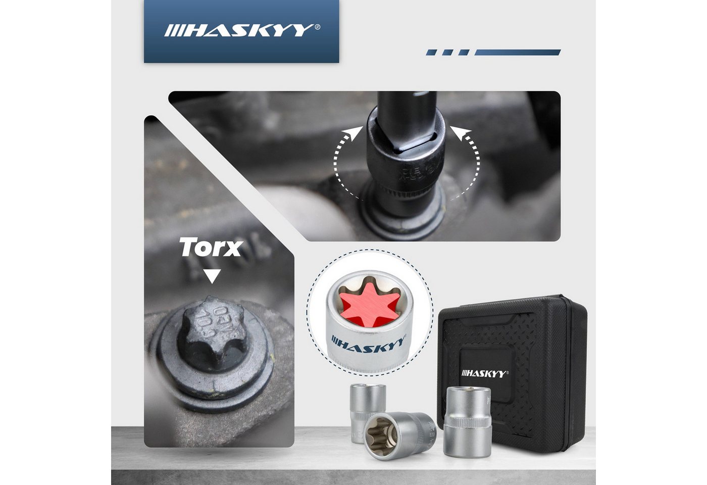 HASKYY Torxschlüssel Außen Torx Steckschlüssel Satz E4-E24 – Bild 5 von 5
